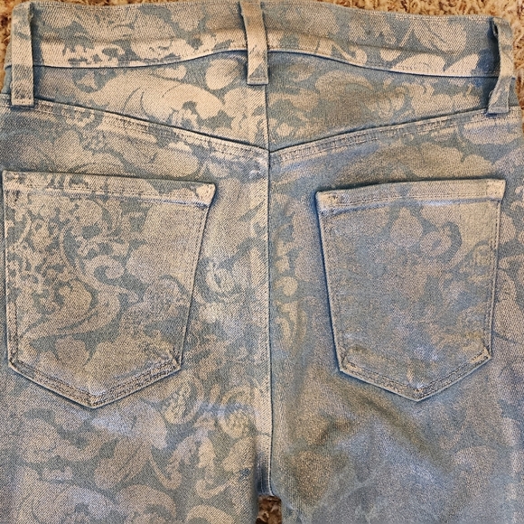 J BRAND Sz 25 Maria High Rise Super Skinny Jeans in Baroque Foil Metallic Denim - Picture 7 of 10
